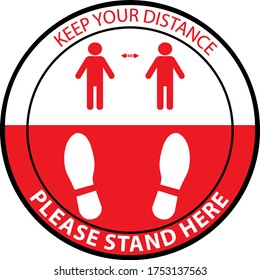 Stand Here Keep distance, pictograma de distanciamiento social, imágenes prediseñadas
