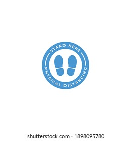 Stand here keep physical distancing sign. Vector logo icon template