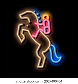 Stand Hind Legs neon light sign vector. Glowing bright icon Stand Hind Legs sign. transparent symbol illustration