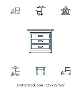 Stand icon. collection of 7 stand outline icons such as gong, nightstand. editable stand icons for web and mobile.