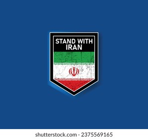 "Stand with Iran" - Show your support with this powerful flag and shield design.