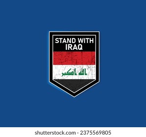 "Stand with Iraq" - Show your support with this powerful flag and shield design.