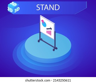 Stand isometric design icon. Vector web illustration. 3d colorful concept