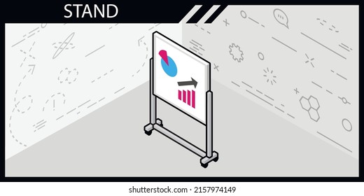 Stand isometric design icon. Vector web illustration. 3d colorful concept