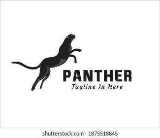 stand jump black cat, tiger, lion, jaguar, cheetah, panther logo design illustration