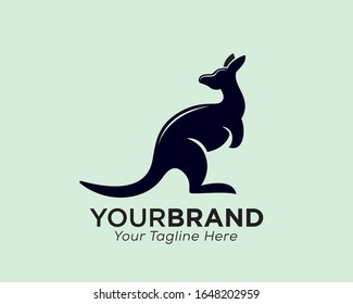 Stand kangaroo look back logo design inspiration