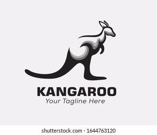 Stand kangaroo look front logo design inspiration
