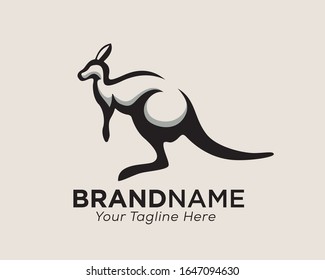 Stand kangaroo look front logo design inspiration