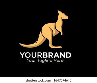 Stand kangaroo on black logo design inspiration