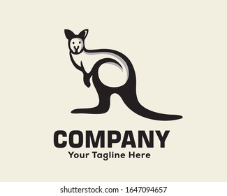 Stand kangaroo view face logo design inspiration
