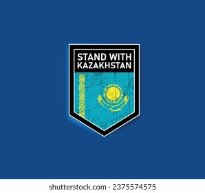"Stand with Kazakhstan" - Show your support with this powerful flag and shield design.