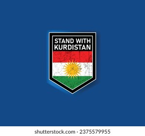 "Stand with Kurdistan" - Zeigen Sie Ihre Unterstützung mit diesem mächtigen Flag- und Schilddesign.