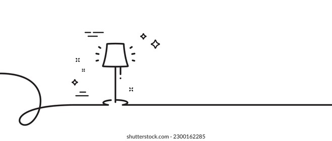 Icono de la línea de la lámpara de pie. Una línea continua con curl. Señal de la luz del suelo. Símbolo de iluminación interior. Banda de contorno simple de la lámpara de pie. Patrón de curva de bucle. Vector