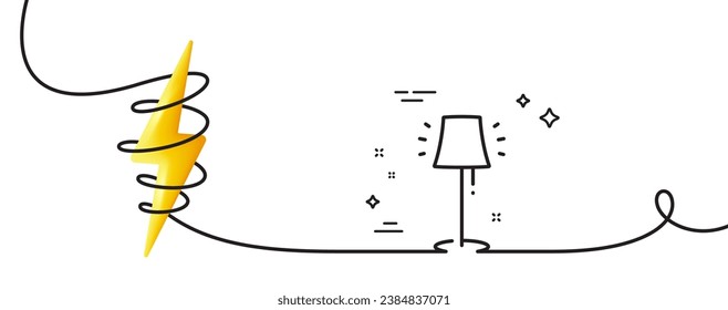 Stand lamp line icon. Continuous one line with curl. Floor light sign. Interior illuminate symbol. Stand lamp single outline ribbon. Loop curve with energy. Vector
