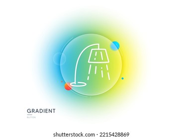 Stand lamp line icon. Gradient blur button with glassmorphism. Floor light sign. Interior illuminate symbol. Transparent glass design. Stand lamp line icon. Vector