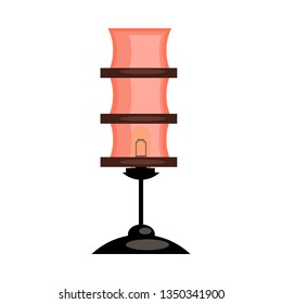 Stand lamp. Red lampshade, lantern, home decor. Vector illustration can be used for topics like interior design, light, coziness