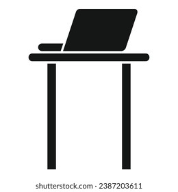 Stand laptop work icon simple vector. Smart office. Futuristic table