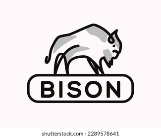  stand line art bison logo design template illustration inspiration