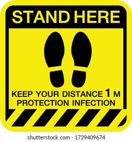 stand in line, stand wait here,  please keep distance,  protecting infection from a Covid-19 virus, concept Coronavirus outbreak spreading, 