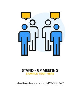 Stand - Up Meeting Flat Icon. Vector Illustration.