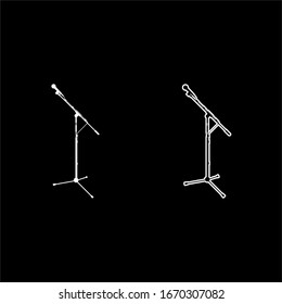 Stand microphone Sound recording equipment Racks for mic icon outline set white color vector illustration flat style image