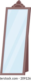 Stand mirror semi flat color vector object. Realistic item on white. Interior decoration with reflective surface isolated modern cartoon style illustration for graphic design and animation