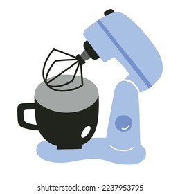 Stand mixer doodle icon, vector illustration of cooking utensil, baking instrument, kitchen appliances, making dough, isolated colored clipart on white background