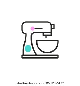 Stand mixer line icon. linear style sign for mobile concept and web design. Mixer with bowl outline vector icon. Symbol, logo illustration. Vector graphics