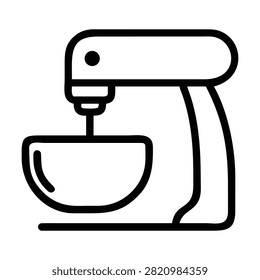 Stand mixer with mixing bowl vector illustration. cooking equipment outline flat design.