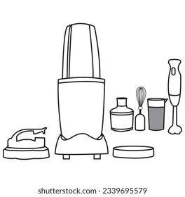Ilustración vectorial del contorno del mezclador de base aislada en fondo blanco