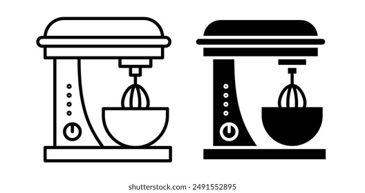 Stand Mixer vector icon set in black color.