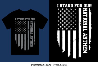 
Yo apoyo el himno nacional bandera de los estados unidos diseño de camisetas vectorial 