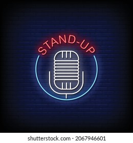Stand Up Neon Signs Style Text Vector