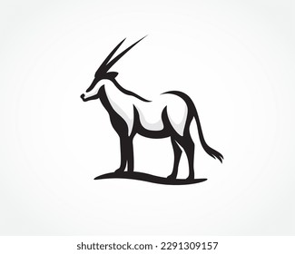 stand oryx at savana logo design template illustration inspiration