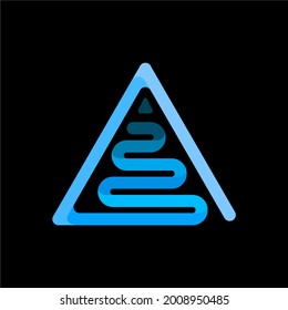 Logotipo digital de formas triangulares de colores azules y negrita