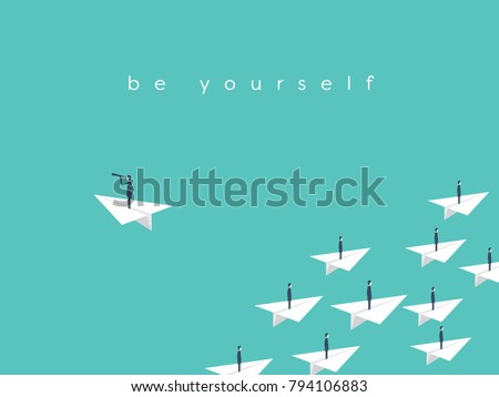 Stand out from the crowd, be yourself business concept. Symbol of vision, talent, individuality, unique skills, success. Eps10 vector illustration.
