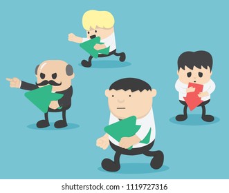 Stand out from the crowd and different concept.  left and right way. Business concept in different thinking among people.