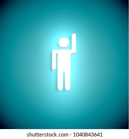 Stand out from the crowd glowing man with raised hand, vector illustration