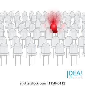 Stand out from a crowd. LED concept. Vector illustration.