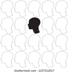 Stand out from the crowd.Think different concept. Vector seamless pattern with the image of people.To be special.