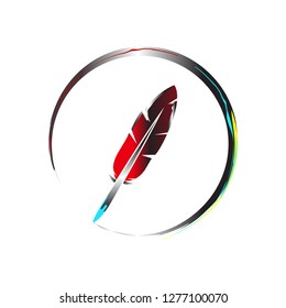 stand out logo with feather and zen symbols, luxury logo template vector