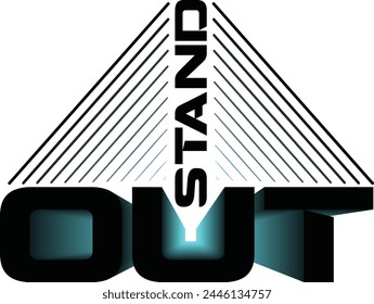 DESTACA LA TIPOGRAFÍA 3D NEGRO Y NEÓN AZUL DISEÑO VECTOR DISEÑO DE LA CAMISETA CON UN EFECTO DE PUERTA EN EL MEDIO