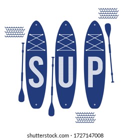 Stand Up Paddle board lettering. SUP board emblem, logo