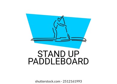 stand up paddle board sport vector line icon. an athlete rowing a paddle board. sport pictogram, vector illustration.