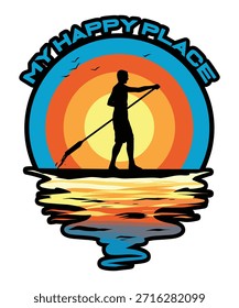 Stand Up Paddle Board Sup Paddling Wall Graphic Design.