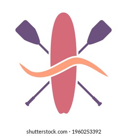 Stand up paddle boarding flat emblem illustration