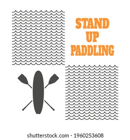 Stand up paddle boarding flat emblem illustration