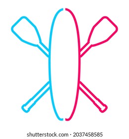 Stand up paddle boarding flat emblem illustration