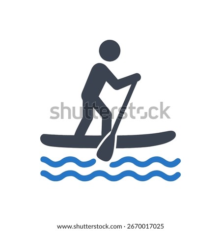 Stand Up Paddle Boarding Icon Isolated On White Background 
