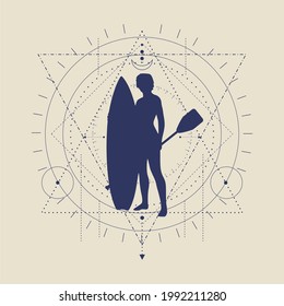 Stand up paddle boarding sport club emblem